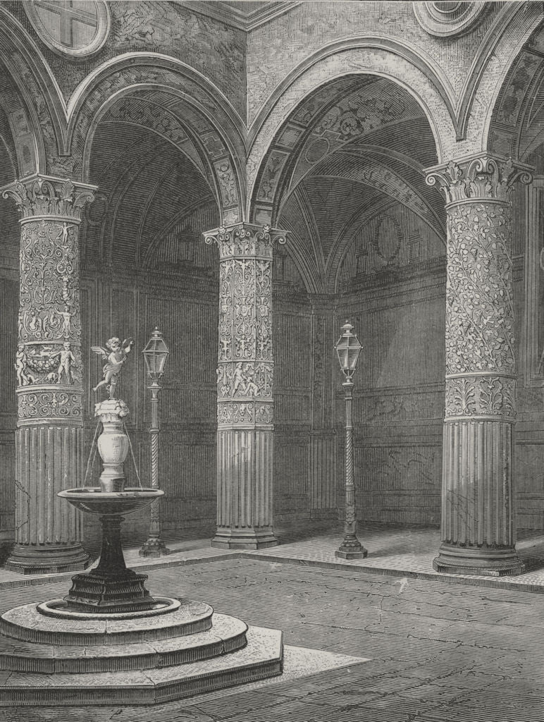 FLORENCE. Courtyard of the Palazzo Vecchio 1882 old antique print picture